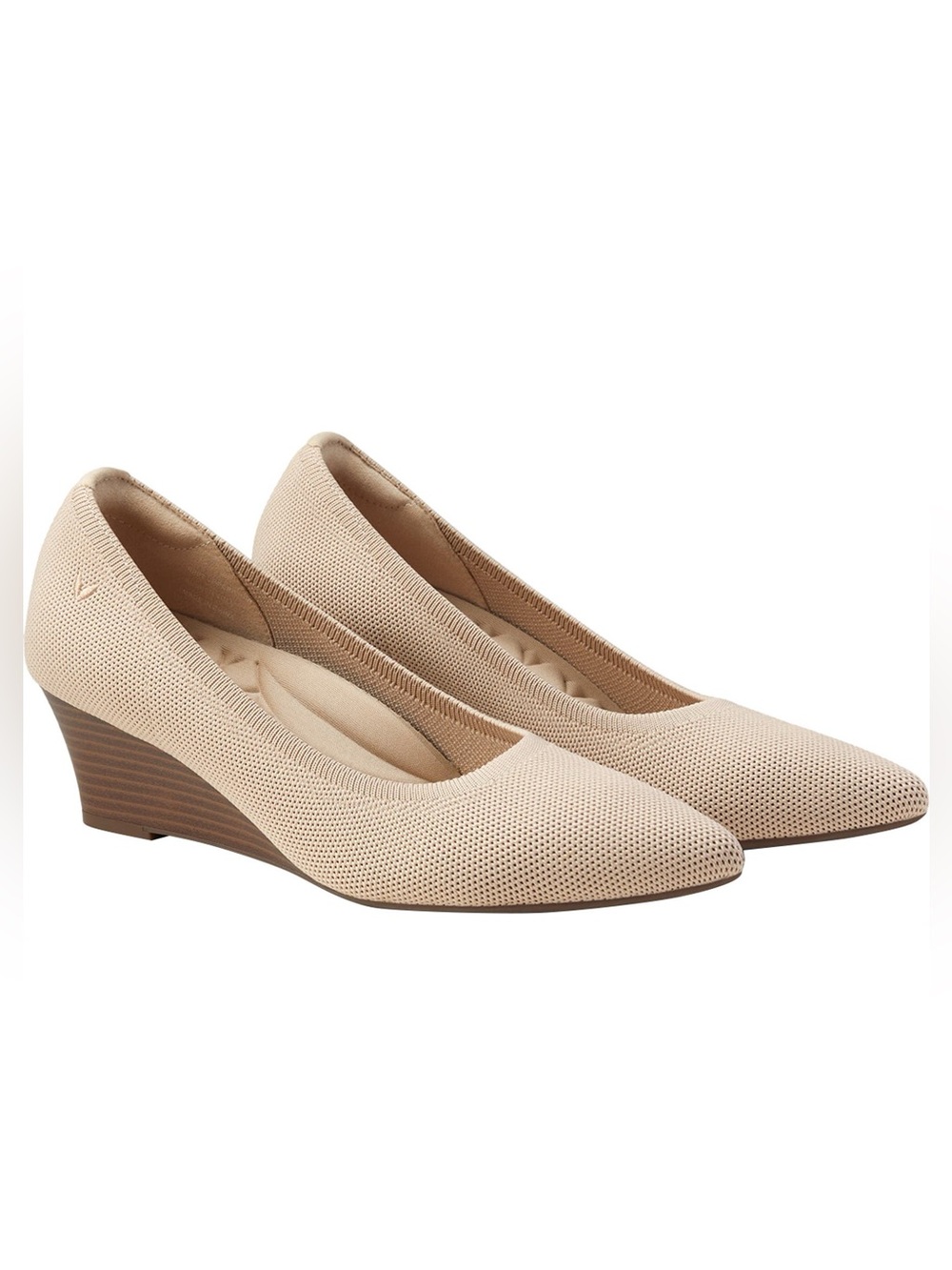 Vivaia Pointed Toe Aria Wedge Heels Comfort Slip On Almond Ivory Cream Size 42